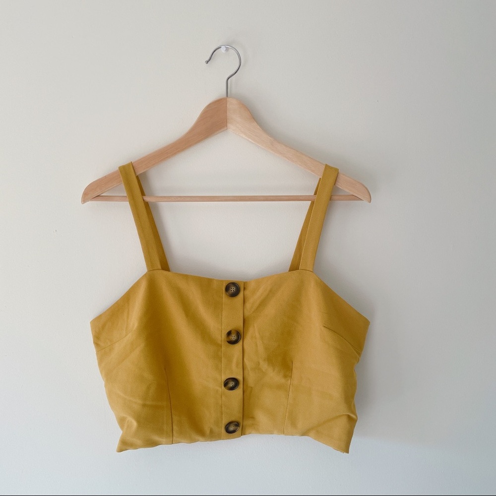 love J ✨ mustard yellow fake button up cami in size XL 💛